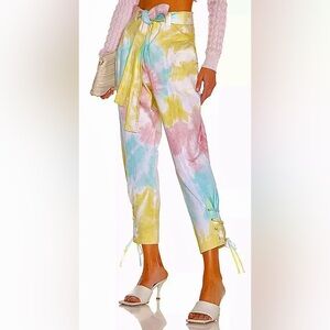 Love Shack Fancy Pants (Jean) NWT Sz 4 Tao (pastel) Rainbow Radical Tie-…
